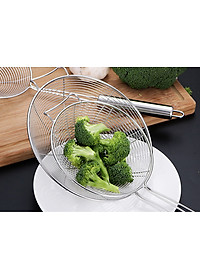 Rây Lọc Thực Phẩm Vợt Lưới Rổ Lọc Thức Ăn Đa Chức Năng chiên xào luộc Cho Nhà Bếp Vá Sạn Vợt INOX SUS304,Kích thước 39 x 13 cm - Thìa muôi vá sạn vợt Inox lọc đồ ăn thực phẩm