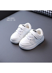 Giày thể thao trẻ em màu trắng da mềm êm thời trang cho bé trai bé gái 1, 2, 3 tuổi khỏe khoắn năng động đi học đi chơi NHÍM SHOP GH31