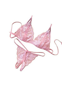 Bộ đồ lót 2 mảnh ren xuyên thấu lọt khe xẻ đáy Siêu Sexy