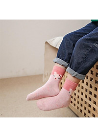 Tất cho bé gái màu hồng họa tiết đáng yêu vớ cổ cao nhiều size cho trẻ em học sinh 4 - 15 tuổi TA16