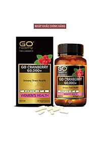 Viên uống viêm đường tiết niệu nhập khẩu chính hãng New Zealand GO CRANBERRY 60000+ (30 viên) hỗ trợ điều trị viêm đường tiết niệu, viêm phụ khoa, giảm tiểu buốt, tiểu dắt, tiểu đêm, khó đi tiểu