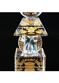 Tháp xá lợi pha lê trắng kèm đế đèn led đổi màu size 14.5cm và 20.5cm