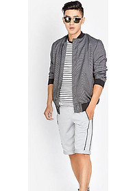 Quần short thun nam phối sọc hông Phúc An N0001 màu xám có big size