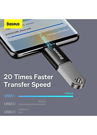 Đầu chuyển OTG Type C to USB 3.1 tốc độ cao Baseus Ingenuity Series Mini OTG Gen2 (Type-C to USB-A 3.1 Full Size, 10Gbps High speed OTG for Laptop/ Macbook/ iPad/Tablet/ Smartphone)- Hàng chính hãng