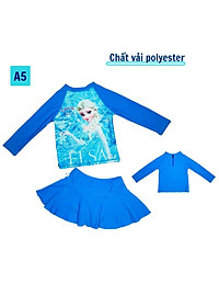 Đồ bơi bé gái tay dài hình Elsa - Pony từ 10-39kg - quần giả váy tạo kín đáo