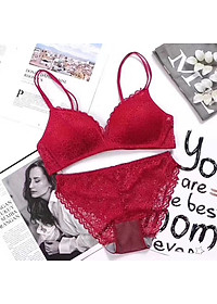  Bộ ĐồLót Ren Nữ Không Gọng Nâng Ngực Đệm Mỏng Azuno DL01  Phong Cách Sexy Dây Đôi Không Giãn Không Quăn Sau Khi Dùng Lâu