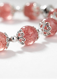 Vòng 2 line đá thạch anh dâu phối charm bạc mệnh hỏa, thổ - Ngọc Quý Gemstones