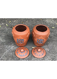 Hũ sành đựng rượu gạo gốm sứ Bát Tràng loại 20L (15Kg gạo)