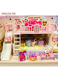 Hộp đồ chơi ngôi nhà búp bê - ngôi nhà của thỏ - phòng ngủ - bàn trang điểm