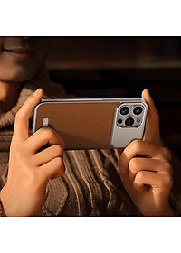 Ốp Lưng da đẳng cấp cho IPhone 15 / 14 Pro Max hiệu NJOYNY Phone, ngăn đựng nước hoa , sạc không dây - Hàng chính hãng