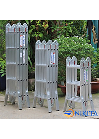 Thang Nhôm Gấp 4 Khúc Nikita NKT-A34 Chân Choãi - Hàng Chính Hãng - Công Nghệ Nhật Bản - Tiêu Chuẩn Châu Âu - 
