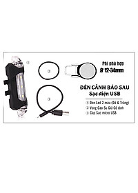 Đèn Hậu Xe Đạp Cảnh Báo Gắn Cốt Yên 2 Màu Cảnh Báo Sáng Cùng Lúc (Đỏ Trắng) Sạc Điện USB Nhiều Chế Độ Chống Nước Giúp Đạp Xe An Toàn Ban Đêm Mai Lee 