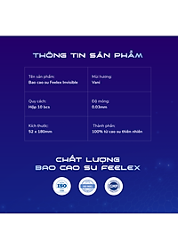 Bao cao su cao cấp OZO Feelex Invisible Cool - Hộp 10 bcs