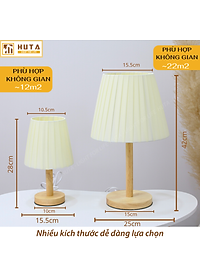 Đèn Ngủ Để Bàn HUTA G4 Gỗ Chao Xếp Ly Vintage Dễ Thương, Decor Trang Trí Phòng Ngủ, Đọc Sách Đầu Giường, Điều Chỉnh Độ sáng, Đèn Vàng Bóng LED Tiết Kiệm Điện