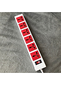 Ổ Cắm 6 Lỗ 3 Chấu Dây 5 Mét Điện Quang ĐQ ESK 5WR 63ECO - Trắng Đỏ