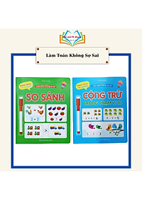 Bộ Vở viết xóa được 4 cuốn - Tư duy logic và làm toán không sợ sai - Wipe clearn (Tặng kèm 2 bút viết xóa)