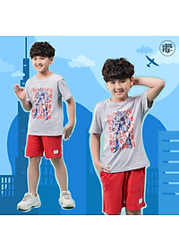 Đồ bộ bé trai cộc tay BIGFOX - MISS MEOW size đại, bộ hè bé trai vải cotton phong cách Âu Mỹ in Robot  cỡ 3 - 11 tuổi 11 - 40 kg QATE