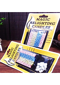 Vỉ 10 Nến Ma Thuật Thổi Không Tắt Cho Sinh Nhật Vui Nhộn, Đèn Cày Ma Thuật Magic Relighting Candle Thổi Không Tắt Troll Sinh Nhật Bạn Bè, Người Thân
