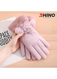 Găng tay Nữ giữ ấm lót lông cừu, chống gió Rhino G9022 cảm ứng điện thoại, đi xe máy