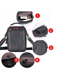 Túi đeo chéo nam, túi xách tay da bò thật Bụi Leather DC104 - Da bò Mill cao cấp, Unisex - Bảo Hành 12 tháng