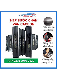 Bộ nẹp bước chân trong ngoài vân Cacbon xe Ranger 2016-2017-2018-2019-2020 chống trầy làm đẹp ô tô
