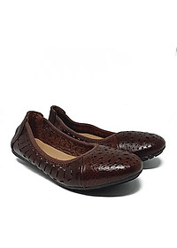 Giày nữ hoa văn Huy Hoàng da bò màu nâu đất HT7949