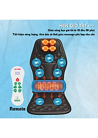 Nệm (đệm) massage ô tô cao cấp Nikio NK-150 - Con lăn 3D xoa bóp cổ vai gáy, kết hợp nhiệt nóng sưởi ấm lưng, cổ và rung toàn thân tạo cảm giác thư giản, túi khí nâng đỡ cột sống lưng