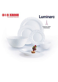 Đĩa Thủy Tinh Luminarc Diwali Trianon Trắng 20cm đựng thức ăn, kháng vỡ, cường lực - Bộ 3 đĩa - N3647