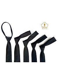 Ca Vat, Caravat, Cà Vạt, Cravat Đen Nam Bản Nhỏ 5Cm Dây Kéo Thắt Sẵn