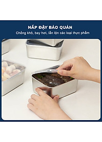 Hộp đựng thực phẩm tủ lạnh size 13.5x11x5cm kèm nắp nhựa chất liệu inox 304 dùng được cho lò vi sóng, chính hãng D Danido