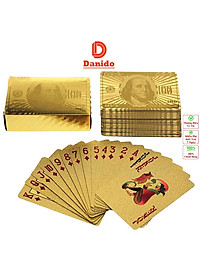 Bộ Bài PVC Mạ Vàng 24K Mạ Bạc Cao Cấp Chất Liệu Đàn Hồi, Bộ Bài Tây Poker Polieste Không Thấm Nước, Hàng Chính Hãng