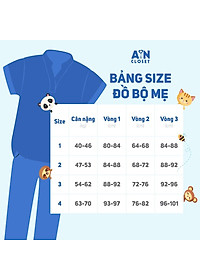 Bộ quần áo ngắn cho mẹ họa tiết Kẻ nâu tay rũ cotton - AICDMEYRKZ7B - AIN Closet