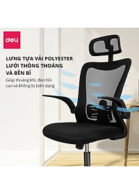 Ghế Xoay Văn Phòng Lưới Làm Việc Công Thái Học Deli - Tay Gập Thông Minh, Có Chỉnh Lưng, Lưới Thoáng Khí, Chân Xoay Tiện Ích, Đệm Ghế Êm Aí, Nhiều Màu - Phù Hợp Học Sinh, Văn Phòng, Game Thủ, Gaming - Hàng chính hãng