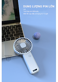 Quạt Cầm Tay Mini Tích Điện Teement, Có Giá Đở Điện Thoại, Sạc USB Di Động Tiện Lợi - Hàng Chính Hãng