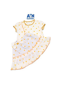 Bộ áo váy ngắn bé gái họa tiết Bi vàng chéo cotton - AICDBGY0FOJQ - AIN Closet