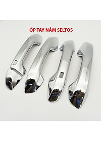 Bộ ốp tay nắm cửa, hõm cửa dành cho xe KIA Seltos 2021 mạ Crom