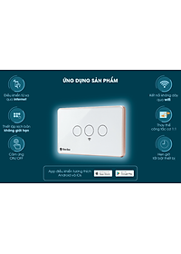 Công tắc cảm ứng Rạng Đông CTCU.WF CN.03T điều khiển từ xa, mặt kính cường lực chống xước, 3 nút bấm - Hàng chính hãng