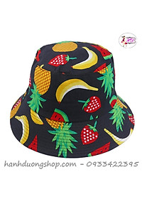 Nón bucket trái cây hot hit mũ tai bèo trái cây hoa cỏ vành nhỏ dễ thương chất liệu vải cotton thoáng mát - Hạnh Dương