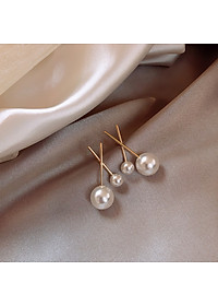 Khuyên tai ngọc trai hình chữ x đơn giản khí chất Hàn Quốc