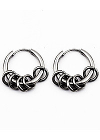 Bông tai nam khoen tròn 12mm màu bạc