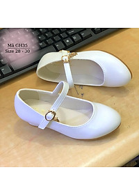 Giày cao gót cho bé gái 4 - 12 tuổi màu trắng thời trang đế 4 - 5cm da bóng duyên dáng dễ thương đi tiệc, nhảy khiêu vũ GH35
