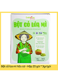 Bột cỏ lúa mì hữu cơ sấy lạnh Dalahouse - Hộp 20 gói 3gr tiện lợi - Hỗ trợ thải độc Gan và Máu, Ngăn ngừa và hỗ trợ tiểu đường, Hỗ trợ tiêu hóa, giảm táo bón
