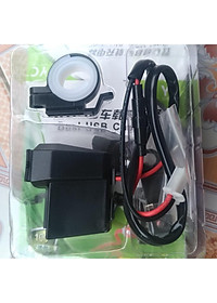 Bộ sạc điện thoại trên xe máy kèm đồng hồ báo vôn ắc quy 2in1 gắn chân gương mẫu mới loại tốt lắp các xe