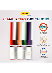 Bút lông màu Fiber Pen 20 màu Retro Thiên Long Colokit rửa được ngòi chóp viết nét thanh nét đậm SWM-C009