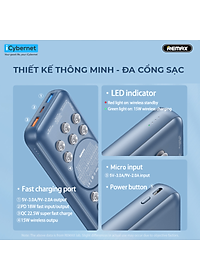 Sạc dự phòng 20000mAh sạc nhanh không dây 15W Remax RPP-207 sạc nhanh 22.5W QC3.0 - Hàng chính hãng