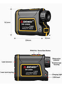 Thươc Đo Khoảng Cách Công Nghệ Laser Hình Ống Nhòm 5 Trong 1 SNDWAY SW-600A, SW-1000A, SW-1500A Sử Dụng Trong Công Nghiệp - Xây Dựng, - Du Lịch - Chơi Golf - Hàng Chính Hãng