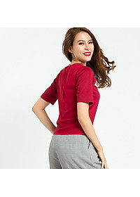 Áo Tshirt Phối Voan Hity TOP071 (Đỏ Auburn)