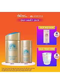Bộ Đôi Kem chống nắng dưỡng da dạng sữa kiềm dầu khô thoáng hoàn hảo siêu tiết kiệm Anessa Gold Milk 60ml + Gold Milk 20ml