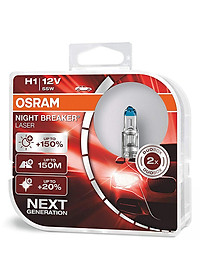 Combo 2 Bóng Đèn Halogen Tăng Sáng 150% OSRAM Night Breaker Laser H1 12V 55W