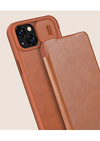 Bao da dành cho iPhone 14 Plus hàng chính hãng Nillkin QIN có nắp trượt bảo vệ camera - Hàng nhập khẩu